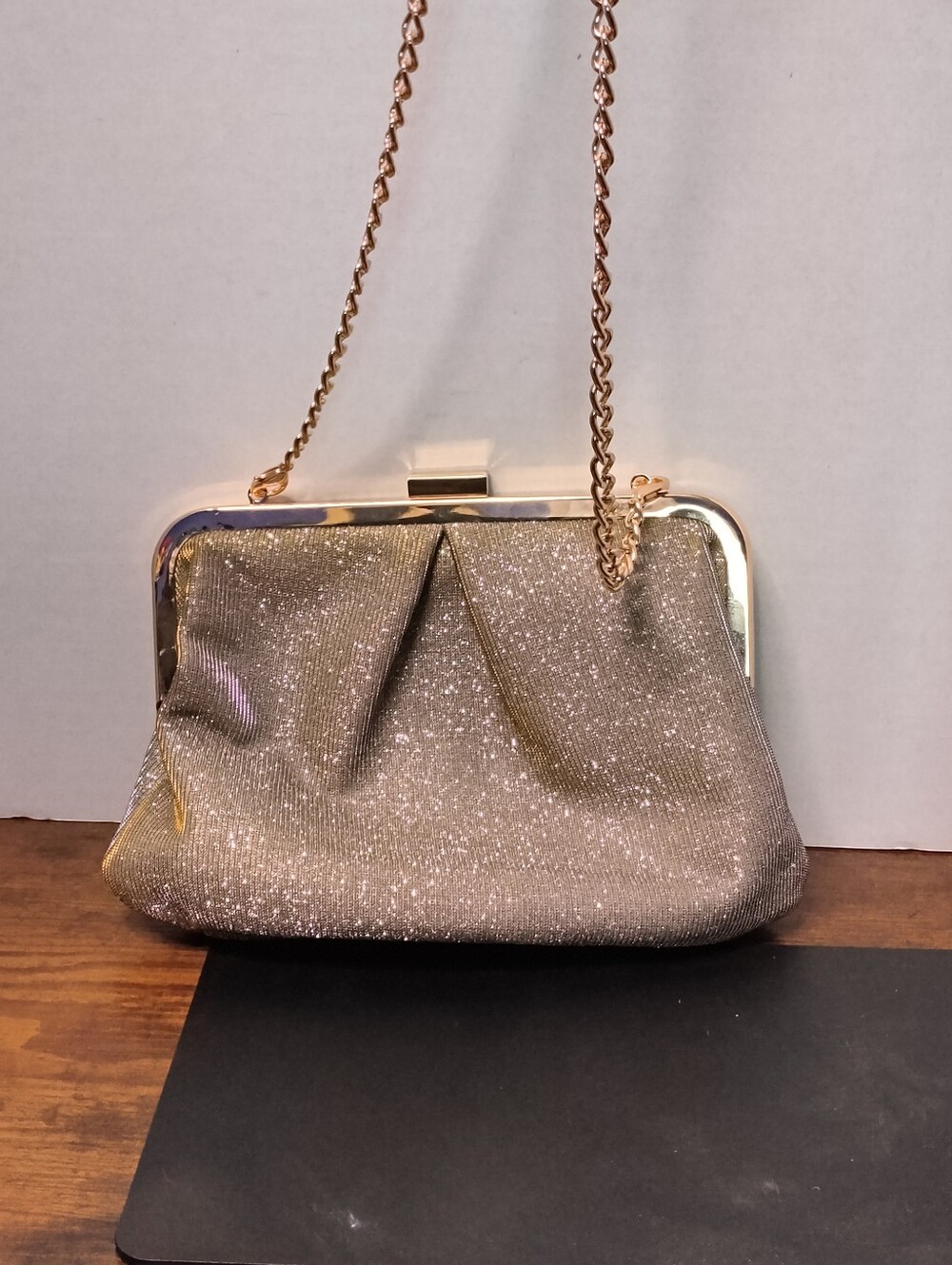 Elegant Gold and silver Glitter Evening Clutch with Chain Strap By A New Day